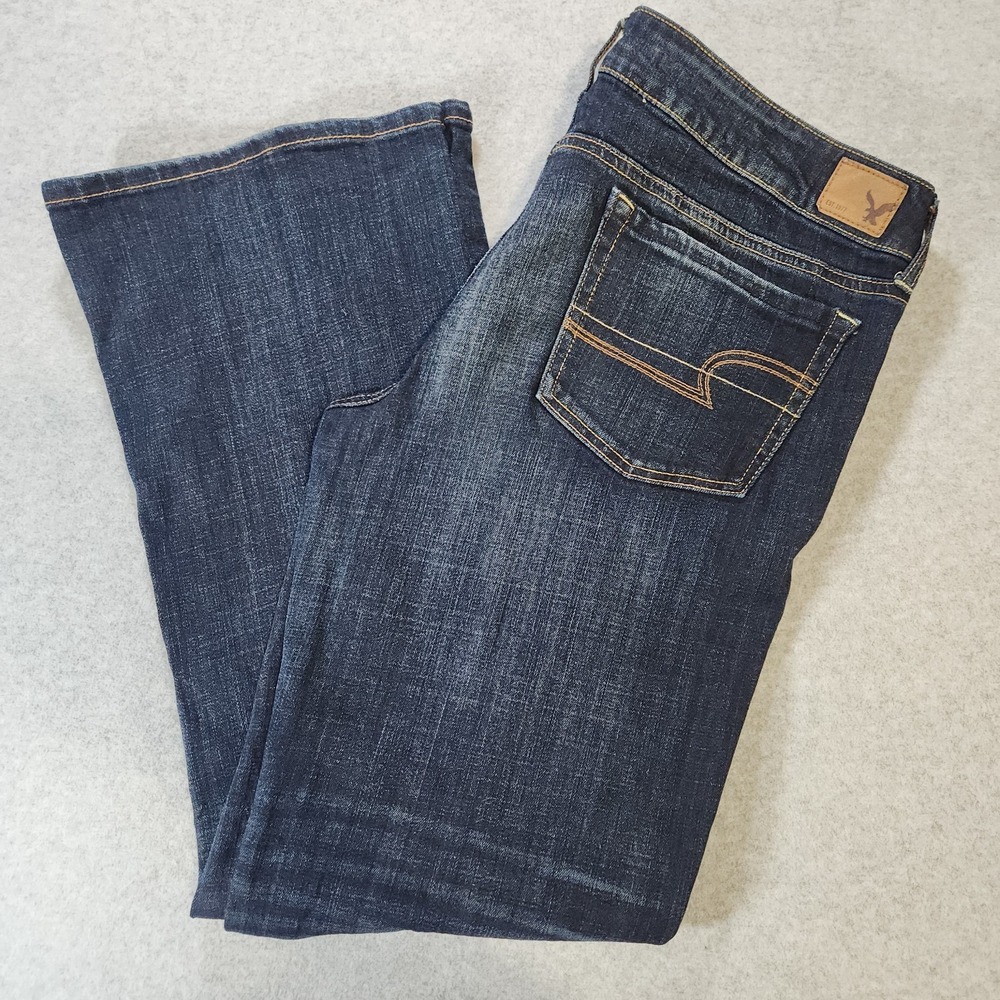 American Eagle Favorite Boyfriend Jeans Womens 14 Dark Wash Mid Rise Stretch